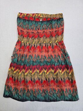 Angie Womens Multicolor Strapless Dress L Ikat